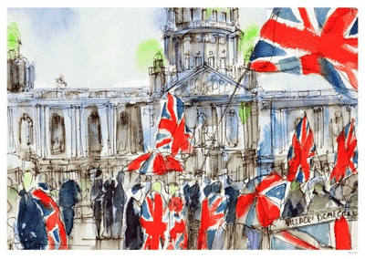 Vintage Northern Ireland poster - City Hall, Flag protests