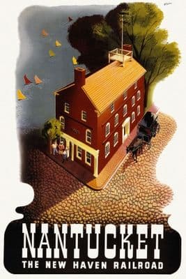 Vintage post war poster, Nantucket New Haven, Ben Nason