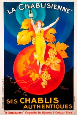 Vintage Poster La Chablisienne Parisian Cafe Wine Advertisement Art Picture