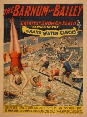 Vintage Poster The Barnum & Bailey greatest show on earth Scenes in the grand water circus
