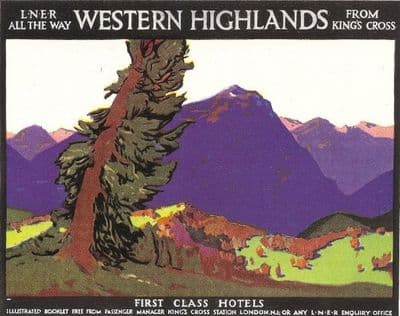 Vintage Rail travel poster - Western Highlands, Scotland, 1924