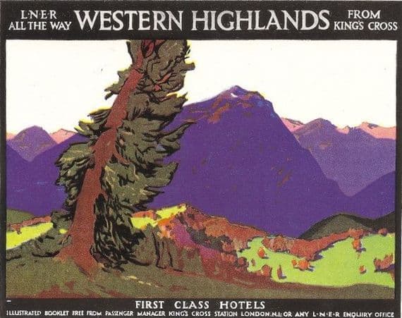 Vintage Rail travel poster - Western Highlands, Scotland, 1924