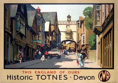 Vintage Railway Travel Poster Totnes Devon England