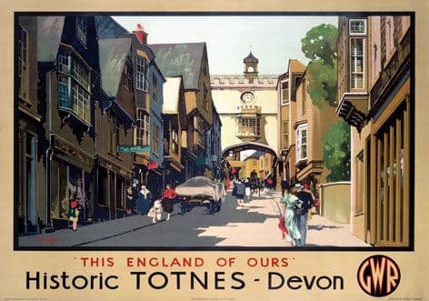 Vintage Railway Travel Poster Totnes Devon England