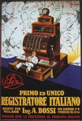 Vintage Registratore Italiano Advertising Poster.