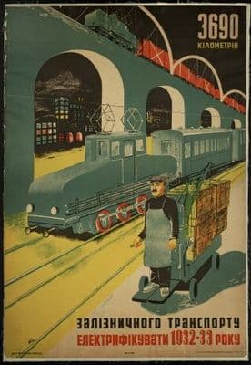 Vintage Russian poster - '3690 Kilometers Train'