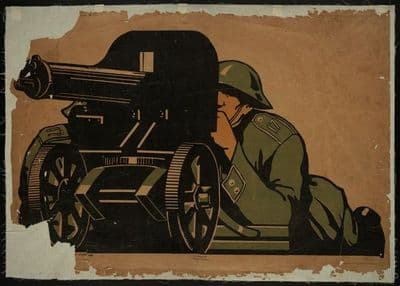 Vintage Russian poster - Artillery soldier 1931
