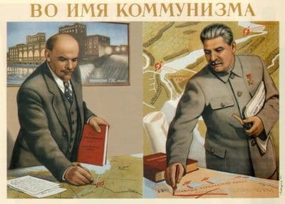 Vintage Russian poster - In the name of Communism 1951