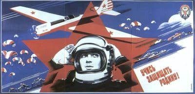 Vintage Russian poster - Learn to protect the homeland! 1987