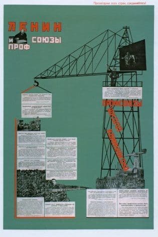 vintage Russian poster - Lenin and the Trade Union. 1925
