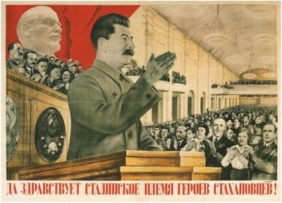 Vintage Russian poster - Long live Stalin´s generation of Stakhanov Heroes 1936
