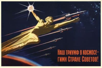 Vintage Russian poster - Our triumph in Space is the hymn to the Soviet country! 1963