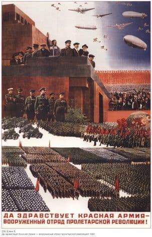 Stalin Red Vintage Russian poster - Stalin and his Red Army