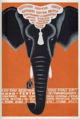 vintage Russian poster - The zoo has received a new shipment of animals 1930