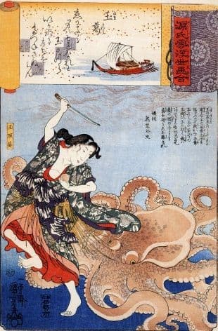 Vintage Samurai warrior poster - Octopus