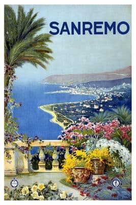 Vintage Sanremo travel poster.