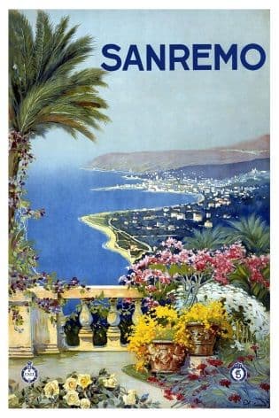 Vintage Sanremo travel poster.