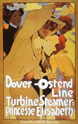 Vintage shipping poster, Dover - Ostend line