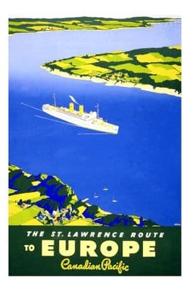 Vintage shipping poster, st.Lawrence to Europe Canadian Pacific