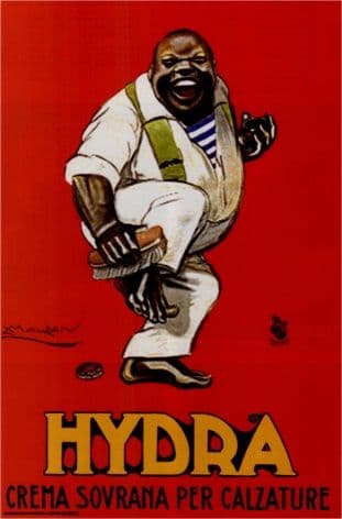 Vintage shoe polish advertisement poster, hydra crema sovrana per calzature