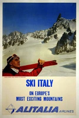 Vintage Ski Italy Travel Poster