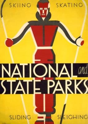 Vintage Ski Poster National State Park USA