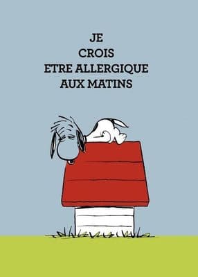 Vintage Snoopy magazine cover poster - Je Crois Etre Allergique Aux Matins