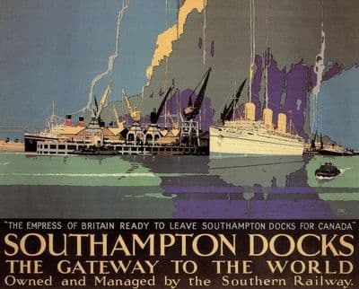 Vintage Southern Railway poster - Southampton Docks