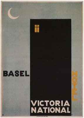 Vintage Sswiss travel poster - Victoria National Hotel (1930)