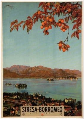Vintage Stresa Borromeno Travel Poster.