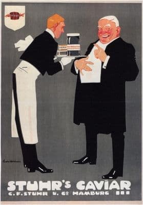 Vintage Stuhr's Caviar, Germany Advertising Poster