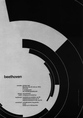 Vintage Swiss concert poster - Beethoven 1955