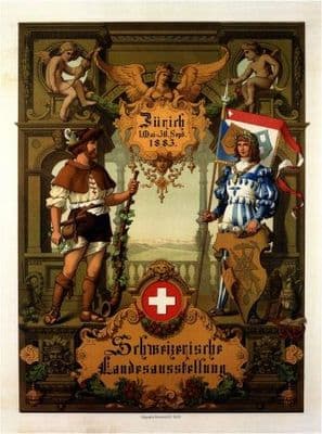 Vintage Swiss National Exhibition poster (1887)