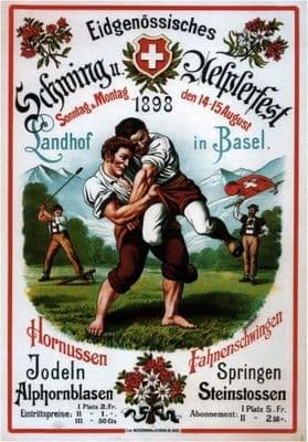 Vintage Swiss poster - Alpine Wrestling Festival (1899)