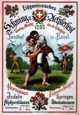 Vintage Swiss poster - Alpine Wrestling Festival (1899)