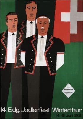Vintage Swiss poster - Eidg. Jodlerfest Winterthur 1968