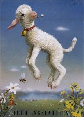 Vintage Swiss poster - Springtime trips