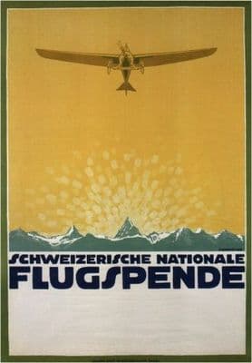 Vintage Swiss poster - Swiss National Airline donation (1914)