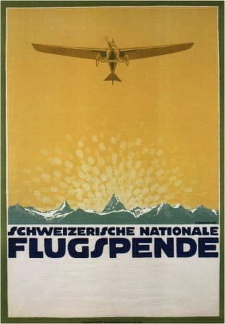 Vintage Swiss poster - Swiss National Airline donation (1914)