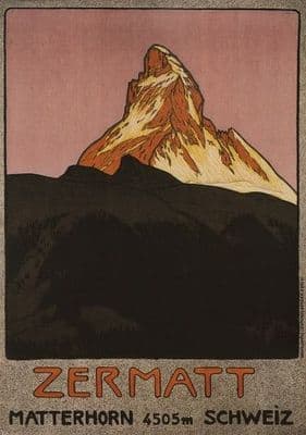 Vintage Swiss poster - Zermatt Matterhorn