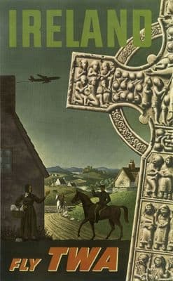 Vintage Trans World Air Lines Poster, Ireland.