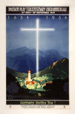 Vintage Travel Poster 1934 Passion Play Tercentenary Oberammergau 1634-1934