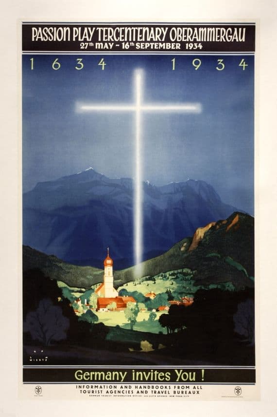 Vintage Travel Poster 1934 Passion Play Tercentenary Oberammergau 1634-1934