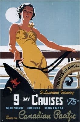 Vintage Travel Poster 9 Day Cruises Canadian Pacific