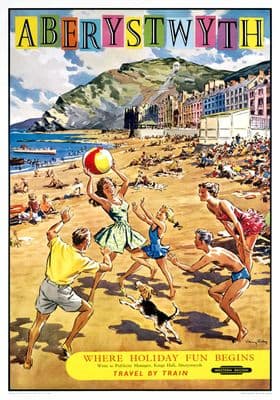Vintage travel poster - Aberystwyth, Wales by British Railways Western Region