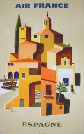 Vintage travel poster - Air France Espagne (1959)