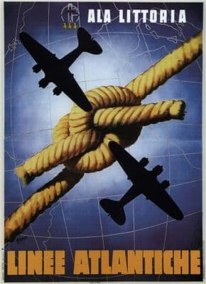 Vintage Travel Poster Ala Littoria, Linee Atlantiche