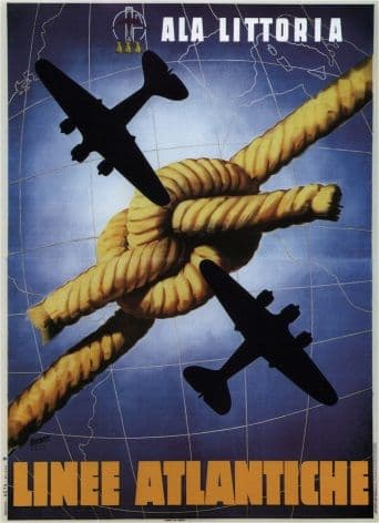 Vintage Travel Poster Ala Littoria, Linee Atlantiche