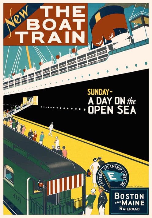 Vintage Travel Poster Boston and Maine Shipping