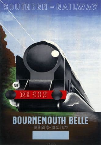Vintage Travel Poster Bournemouth Belle Southern Railway